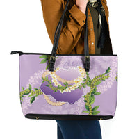 Hawaii Kauai Island Flowers Lei Leather Tote Bag Mokihana Lei LT7 - Polynesian Pride