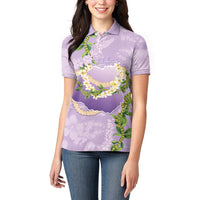 Hawaii Kauai Island Flowers Lei Women Polo Shirt Mokihana Lei