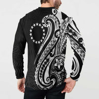 Kia Orana Cook Islands Button Sweatshirt Kerekere Plumeria Tropical Waves LT7 - Polynesian Pride