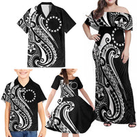 Kia Orana Cook Islands Family Matching Off Shoulder Maxi Dress and Hawaiian Shirt Kerekere Plumeria Tropical Waves - Polynesian Pride