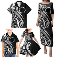 Kia Orana Cook Islands Family Matching Puletasi and Hawaiian Shirt Kerekere Plumeria Tropical Waves - Polynesian Pride