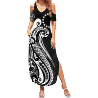 Kia Orana Cook Islands Family Matching Summer Maxi Dress and Hawaiian Shirt Kerekere Plumeria Tropical Waves - Polynesian Pride
