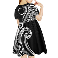 Kia Orana Cook Islands Kid Short Sleeve Dress Kerekere Plumeria Tropical Waves - Polynesian Pride