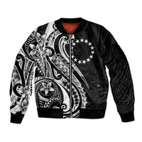 Kia Orana Cook Islands Sleeve Zip Bomber Jacket Kerekere Plumeria Tropical Waves - Polynesian Pride