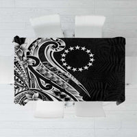 Kia Orana Cook Islands Tablecloth Kerekere Plumeria Tropical Waves LT7 Black - Polynesian Pride