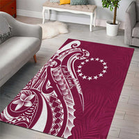 Kia Orana Cook Islands Area Rug Maroon Plumeria Tropical Waves - Polynesian Pride