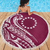 Kia Orana Cook Islands Beach Blanket Maroon Plumeria Tropical Waves LT7 - Polynesian Pride
