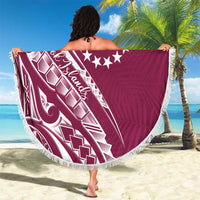 Kia Orana Cook Islands Beach Blanket Maroon Plumeria Tropical Waves LT7 - Polynesian Pride
