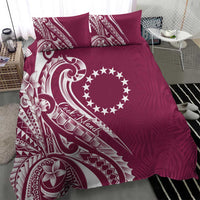 Kia Orana Cook Islands Bedding Set Maroon Plumeria Tropical Waves - Polynesian Pride