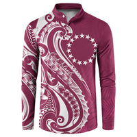 Kia Orana Cook Islands Button Sweatshirt Maroon Plumeria Tropical Waves LT7 Maroon - Polynesian Pride