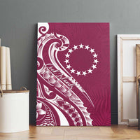 Kia Orana Cook Islands Canvas Wall Art Maroon Plumeria Tropical Waves LT7 - Polynesian Pride