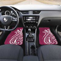 Kia Orana Cook Islands Car Mats Maroon Plumeria Tropical Waves LT7 Set 2pcs - Front Maroon - Polynesian Pride