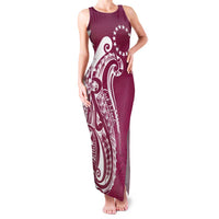 Kia Orana Cook Islands Family Matching Tank Maxi Dress and Hawaiian Shirt Maroon Plumeria Tropical Waves - Polynesian Pride