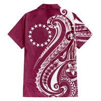 Kia Orana Cook Islands Hawaiian Shirt Maroon Plumeria Tropical Waves LT7 - Polynesian Pride