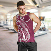 Kia Orana Cook Islands Men Tank Top Maroon Plumeria Tropical Waves LT7 Maroon - Polynesian Pride