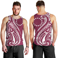 Kia Orana Cook Islands Men Tank Top Maroon Plumeria Tropical Waves LT7 - Polynesian Pride