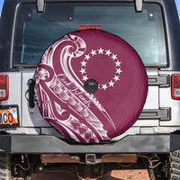 Kia Orana Cook Islands Spare Tire Cover Maroon Plumeria Tropical Waves - Polynesian Pride