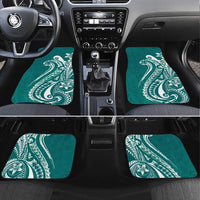 Kia Orana Cook Islands Car Mats Teal Plumeria Tropical Waves LT7 Set 4pcs Teal - Polynesian Pride