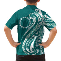 Kia Orana Cook Islands Hawaiian Shirt Teal Plumeria Tropical Waves LT7 - Polynesian Pride