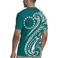 Kia Orana Cook Islands Rugby Jersey Teal Plumeria Tropical Waves LT7 - Polynesian Pride
