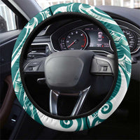 Kia Orana Cook Islands Steering Wheel Cover Teal Plumeria Tropical Waves LT7 - Polynesian Pride