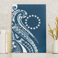 Kia Orana Cook Islands Canvas Wall Art Auika Plumeria Tropical Waves LT7 Without Frame Navy Blue - Polynesian Pride