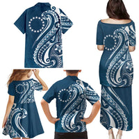 Kia Orana Cook Islands Family Matching Puletasi and Hawaiian Shirt Auika Plumeria Tropical Waves - Polynesian Pride