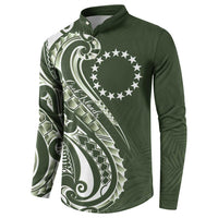 Kia Orana Cook Islands Button Sweatshirt Matie Plumeria Tropical Waves LT7 - Polynesian Pride