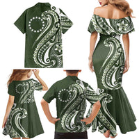 Kia Orana Cook Islands Family Matching Mermaid Dress and Hawaiian Shirt Matie Plumeria Tropical Waves - Polynesian Pride