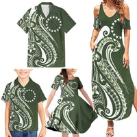 Kia Orana Cook Islands Family Matching Summer Maxi Dress and Hawaiian Shirt Matie Plumeria Tropical Waves - Polynesian Pride