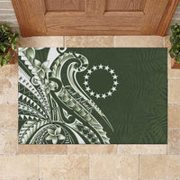 Kia Orana Cook Islands Rubber Doormat Matie Plumeria Tropical Waves LT7 Sage Green - Polynesian Pride