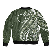 Kia Orana Cook Islands Sleeve Zip Bomber Jacket Matie Plumeria Tropical Waves - Polynesian Pride