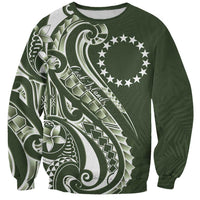 Kia Orana Cook Islands Sweatshirt Matie Plumeria Tropical Waves LT7 Unisex Sage Green - Polynesian Pride