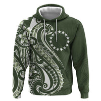 Kia Orana Cook Islands Zip Hoodie Matie Plumeria Tropical Waves LT7 Pullover Hoodie Sage Green - Polynesian Pride
