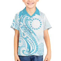 Kia Orana Cook Islands Family Matching Off The Shoulder Long Sleeve Dress and Hawaiian Shirt Moana Plumeria Tropical Waves - Polynesian Pride