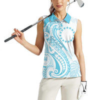 Kia Orana Cook Islands Women Sleeveless Polo Shirt Moana Plumeria Tropical Waves - Polynesian Pride
