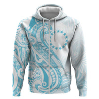 Kia Orana Cook Islands Zip Hoodie Moana Plumeria Tropical Waves LT7 Zip Hoodie Turquoise - Polynesian Pride