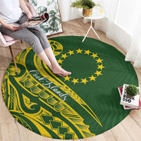 Kia Orana Cook Islands Round Carpet Plumeria Tropical Waves - Polynesian Pride