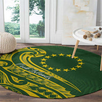 Kia Orana Cook Islands Round Carpet Plumeria Tropical Waves - Polynesian Pride