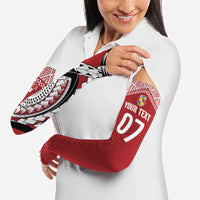 Mate Ma'a Tonga Rugby Custom Kupesi Motifs Arm Sleeves Red Waves LT7 - Polynesian Pride