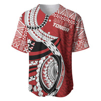 Mate Ma'a Tonga Rugby Custom Kupesi Motifs Baseball Jersey Red Waves LT7 Red - Polynesian Pride