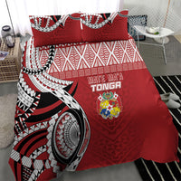 Mate Ma'a Tonga Rugby Kupesi Motifs Bedding Set Red Waves LT7 - Polynesian Pride