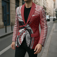 Mate Ma'a Tonga Rugby Custom Kupesi Motifs Blazer Red Waves LT7 - Polynesian Pride