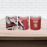 Mate Ma'a Tonga Rugby Kupesi Motifs Ceramic Mug Red Waves LT7 - Polynesian Pride