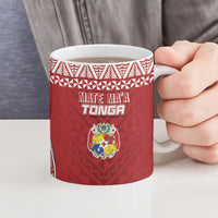 Mate Ma'a Tonga Rugby Kupesi Motifs Ceramic Mug Red Waves LT7 - Polynesian Pride