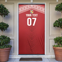 Mate Ma'a Tonga Rugby Custom Kupesi Motifs Door Cover Red Waves LT7 Red - Polynesian Pride