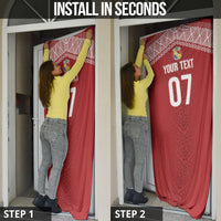 Mate Ma'a Tonga Rugby Custom Kupesi Motifs Door Cover Red Waves LT7 - Polynesian Pride
