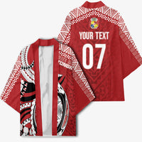Mate Ma'a Tonga Rugby Custom Kupesi Motifs Kimono Red Waves LT7 - Polynesian Pride