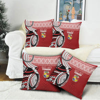 Mate Ma'a Tonga Rugby Kupesi Motifs Pillow Cover Red Waves LT7 - Polynesian Pride