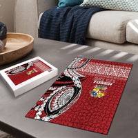 Mate Ma'a Tonga Rugby Kupesi Motifs Puzzle Red Waves LT7 - Polynesian Pride